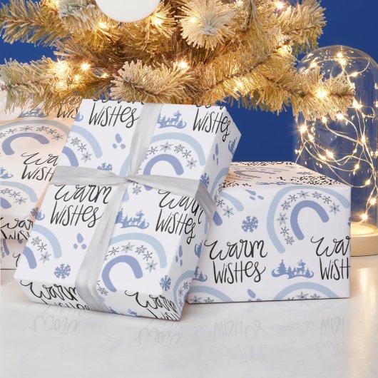 Papier Cadeau Warm Warm Warm Winter Blue Snowflake Rainbow (Vacances)