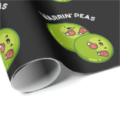 Papier Cadeau Warrin Peace Funny Pea Pun Dark BG (Coin rond)