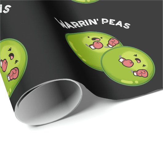 Papier Cadeau Warrin Peace Funny Pea Pun Dark BG (Coin rond)