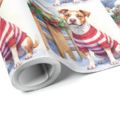 Papier Cadeau Watercolor American Pit Bull Terrier Festive (Coin rond)