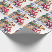 Papier Cadeau Watercolor American Pit Bull Terrier Festive (Coin)