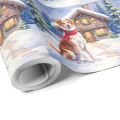 Papier Cadeau Watercolor Appenzeller Sennenhund Alpine Chalet (Coin rond)