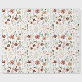 Papier Cadeau Watercolor Autumn Wildflower Garden Floral Pattern (Plat)
