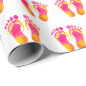 Papier Cadeau Watercolor Bare Feet and Flip-flops (Coin rond)