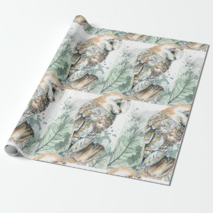 Papier Cadeau Watercolor Barn Owl Bird Nature Wildlife art