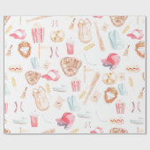 Papier Cadeau Watercolor Baseball (Plat)