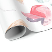 Papier Cadeau Watercolor Baseball (Coin rond)