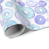 Papier Cadeau Watercolor Blue Doughnuts Baby Boy Shower (Coin rond)