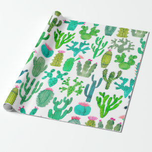Papier Cadeau Watercolor cactus motif sans soudure. Cactus backg
