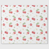 Papier Cadeau Watercolor Cherry Pattern Wrapping Paper (Plat)