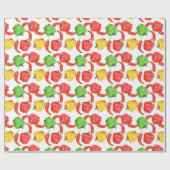 Papier Cadeau Watercolor Chilli Peppers Pattern  (Plat)