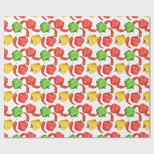 Papier Cadeau Watercolor Chilli Peppers Pattern  (Plat)