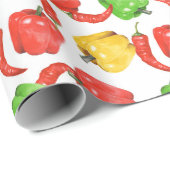 Papier Cadeau Watercolor Chilli Peppers Pattern  (Coin rond)