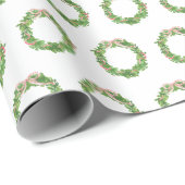 Papier Cadeau Watercolor Christmas Bow Wreath (Coin rond)