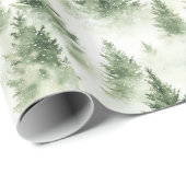 Papier Cadeau Watercolor Christmas Tree Holiday Pattern (Coin rond)