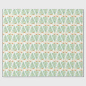 Papier Cadeau Watercolor Christmas Trees Gold Grandmillennial (Plat)