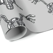 Papier Cadeau Watercolor Cycle Biker Motorcycle Art (Coin rond)