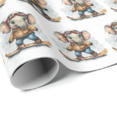 Papier Cadeau Watercolor Elephant Snowboard (Coin rond)