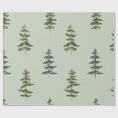 Papier Cadeau Watercolor Evergreen Trees (Plat)