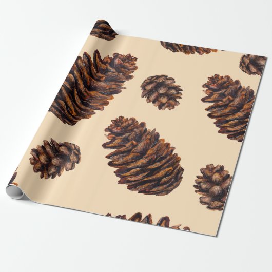 Papier Cadeau Watercolor fir cone seamless pattern, watercolour (Déroulé)
