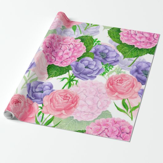 Papier Cadeau Watercolor floral pattern (Déroulé)