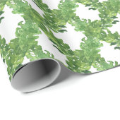 Papier Cadeau Watercolor Green Garland Lattice (Coin rond)