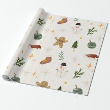 Watercolor Hand-Drawn Christmas Seamless Pattern 