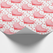 Papier Cadeau Watercolor Heart Valentine Wrapping Paper (Coin)