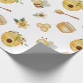 Papier Cadeau Watercolor Honey Bee Wrapping Paper (Coin)