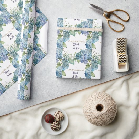 Papier Cadeau Watercolor Hydrangeas “Congratulations” Wrapping (Artisanat)