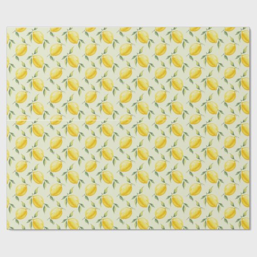 Papier Cadeau Watercolor Lemon Summer Pattern (Plat)