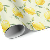 Papier Cadeau Watercolor Lemon Summer Pattern (Coin rond)