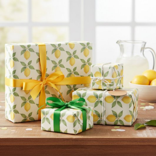 Papier Cadeau Watercolor Lemon Wrapping Paper