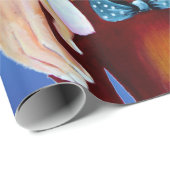 Papier Cadeau Watercolor Magical Santa Claus Smiling Rudolph (Coin rond)