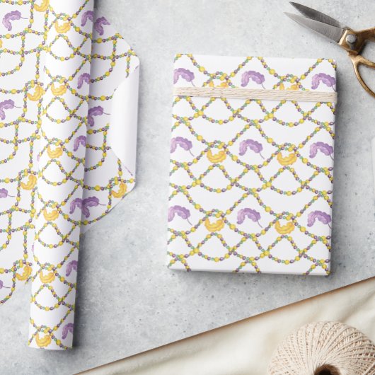 Papier Cadeau Watercolor Mardi Gras Beads