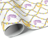 Papier Cadeau Watercolor Mardi Gras Beads (Coin rond)