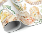 Papier Cadeau Watercolor Mediterranean Food Pattern (Coin rond)