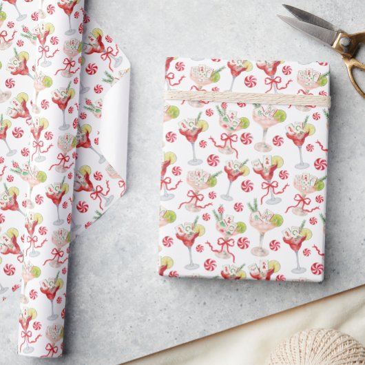 Papier Cadeau Watercolor Merry Mahjong Christmas Cocktail Party