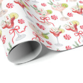 Papier Cadeau Watercolor Merry Mahjong Christmas Cocktail Party (Coin rond)