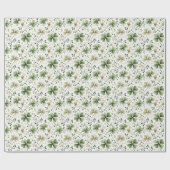 Papier Cadeau Watercolor Muted Green Blooming Shamrocks (Plat)