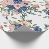 Papier Cadeau Watercolor Navy et Blush Floral (Coin)