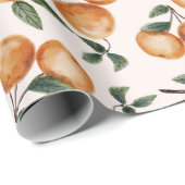 Papier Cadeau Watercolor Oranges Botanical Pattern Baby Shower (Coin rond)