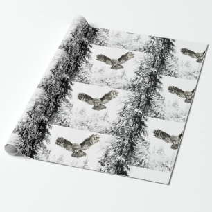 Papier Cadeau Watercolor Owl Flight