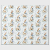Papier Cadeau Watercolor Pastel Blue Easter Bunny Wrapping Paper (Plat)