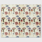 Papier Cadeau Watercolor pattern with colorful mushrooms (Plat)
