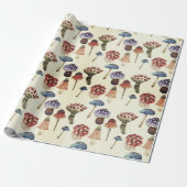 Papier Cadeau Watercolor pattern with colorful mushrooms (Déroulé)