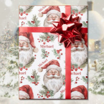 Watercolor Père Noël Ajouter le nom Christmas Cott