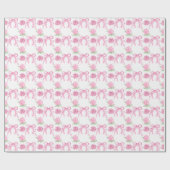 Papier Cadeau Watercolor Pink Roses & Bows (Plat)