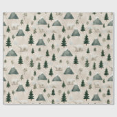 Papier Cadeau Watercolor Polar Bear & Pine Tree (Plat)