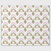 Papier Cadeau Watercolor Preppy Leopard Christmas Monogram Crest (Plat)